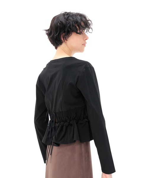 DRESSLAVE(ドレスレイブ)の「cotton shirring long sleeve pullover(コットンシャーリング長袖プルオーバー)(Tシャツ/カットソー・レディース・ブラック/ホワイト・38)」の18枚目の写真