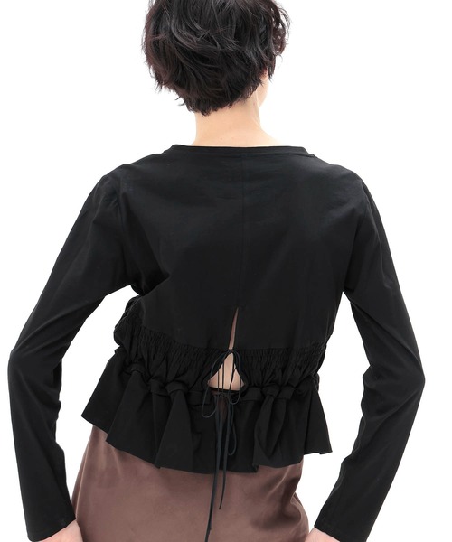 DRESSLAVE(ドレスレイブ)の「cotton shirring long sleeve pullover(コットンシャーリング長袖プルオーバー)(Tシャツ/カットソー・レディース・ブラック/ホワイト・38)」の11枚目の写真