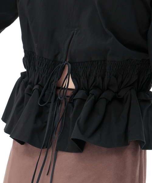 DRESSLAVE(ドレスレイブ)の「cotton shirring long sleeve pullover(コットンシャーリング長袖プルオーバー)(Tシャツ/カットソー・レディース・ブラック/ホワイト・38)」の14枚目の写真