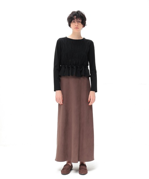 DRESSLAVE(ドレスレイブ)の「cotton shirring long sleeve pullover(コットンシャーリング長袖プルオーバー)(Tシャツ/カットソー・レディース・ブラック/ホワイト・38)」の15枚目の写真