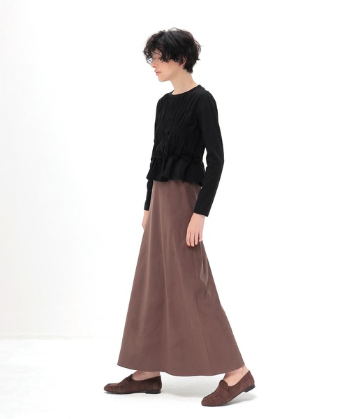 DRESSLAVE(ドレスレイブ)の「cotton shirring long sleeve pullover(コットンシャーリング長袖プルオーバー)(Tシャツ/カットソー・レディース・ブラック/ホワイト・38)」の5枚目の写真