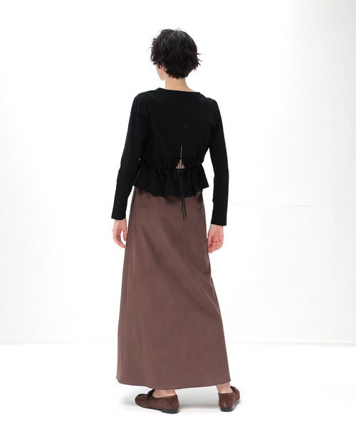 DRESSLAVE(ドレスレイブ)の「cotton shirring long sleeve pullover(コットンシャーリング長袖プルオーバー)(Tシャツ/カットソー・レディース・ブラック/ホワイト・38)」の6枚目の写真