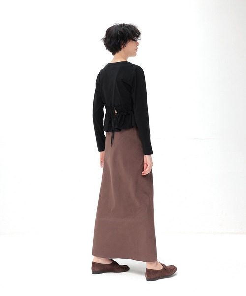 DRESSLAVE(ドレスレイブ)の「cotton shirring long sleeve pullover(コットンシャーリング長袖プルオーバー)(Tシャツ/カットソー・レディース・ブラック/ホワイト・38)」の7枚目の写真