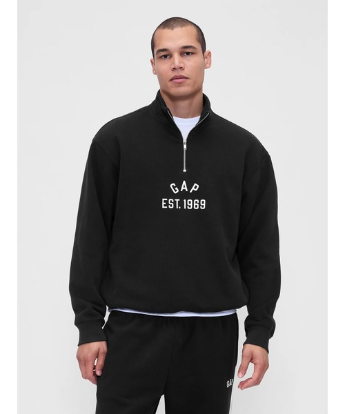 GAP（ギャップ）の「ビンテージソフト オーバーサイズ GAPロゴ 1/4ジップアッププルオーバー（スウェット・メンズ・グリーン/ブラウン/ブラック/グレー・XS/S/M/L/XL）」の6枚目の写真