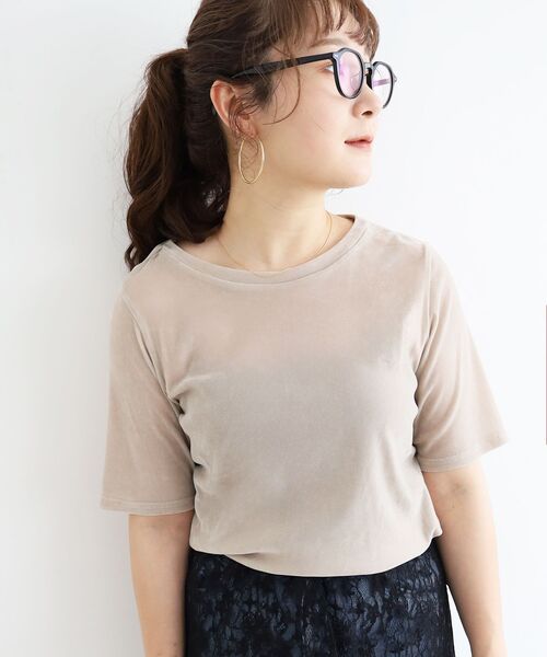 le.coeur blanc(ルクールブラン)の「シアーベロアTシャツ(Tシャツ/カットソー・レディース・ダークブラウン/ベージュ・38)」の19枚目の写真