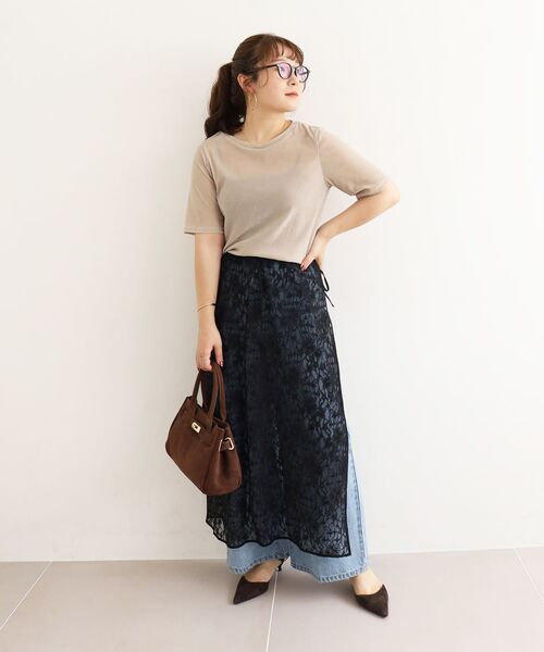 le.coeur blanc(ルクールブラン)の「シアーベロアTシャツ(Tシャツ/カットソー・レディース・ダークブラウン/ベージュ・38)」の21枚目の写真