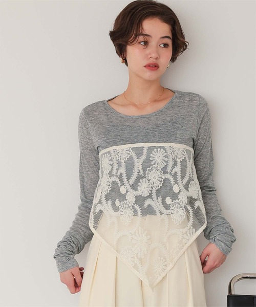 titivate(ティティベイト)の「着心地抜群シアーボートネックトップス(Tシャツ/カットソー・レディース・ネイビー/ライトグリーン/ブラウン/オフホワイト/杢グレー/ブラック・L/M/S)」の4枚目の写真