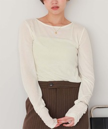 titivate | 着心地抜群シアーボートネックトップス(Tシャツ/カットソー)