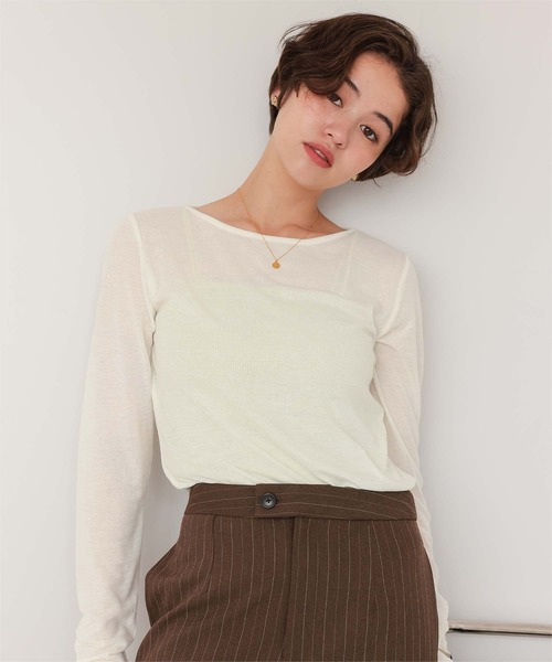 MARINE1227 　3点　まとめ商品 セール】着心地抜群シアーボートネックトップス（Tシャツ/カットソー