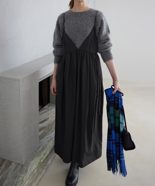 SLOBE IENA（スローブイエナ）の「《WEB限定/追加2》タフタギャザーキャミワンピース（ワンピース・レディース・ブラック・38/36）」の21枚目の写真