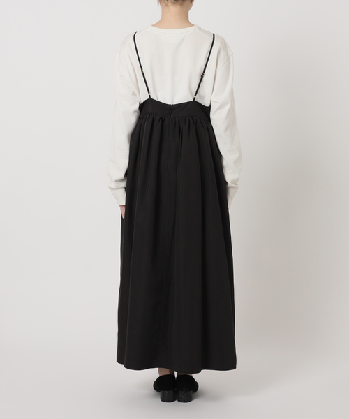 SLOBE IENA（スローブイエナ）の「《WEB限定/追加2》タフタギャザーキャミワンピース（ワンピース・レディース・ブラック・38/36）」の2枚目の写真