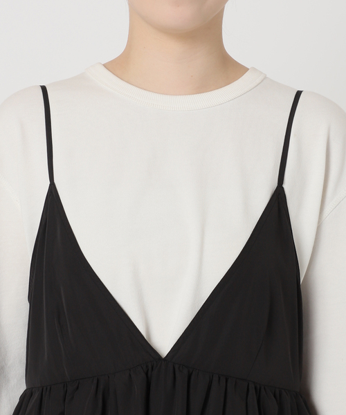 SLOBE IENA（スローブイエナ）の「《WEB限定/追加2》タフタギャザーキャミワンピース（ワンピース・レディース・ブラック・38/36）」の3枚目の写真