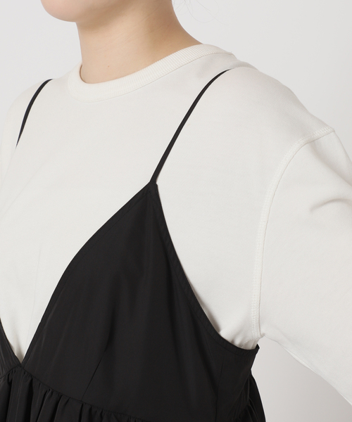 SLOBE IENA（スローブイエナ）の「《WEB限定/追加2》タフタギャザーキャミワンピース（ワンピース・レディース・ブラック・38/36）」の5枚目の写真