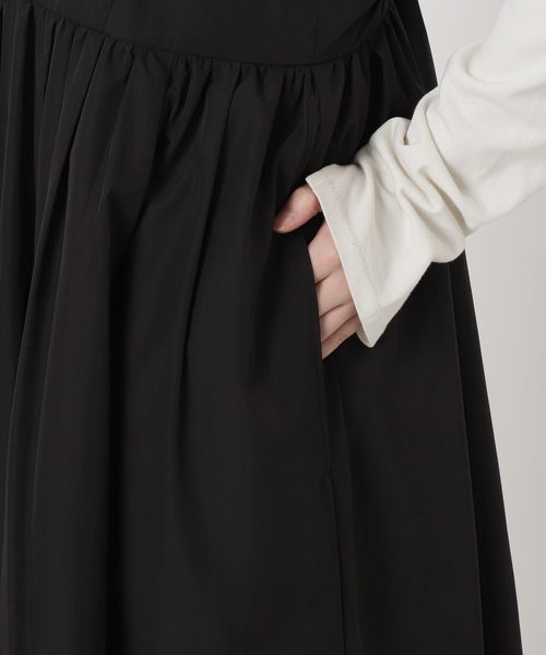 SLOBE IENA（スローブイエナ）の「《WEB限定/追加2》タフタギャザーキャミワンピース（ワンピース・レディース・ブラック・38/36）」の8枚目の写真