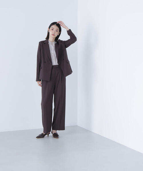 NATURAL BEAUTY BASIC(ナチュラルビューティーベーシック)の「◇パウダリーツイルセットアップシリーズ ダブルテーラードジャケット(テーラードジャケット・レディース・チャコールグレー/ダークブラウン・MEDIUM/SMALL)」の20枚目の写真