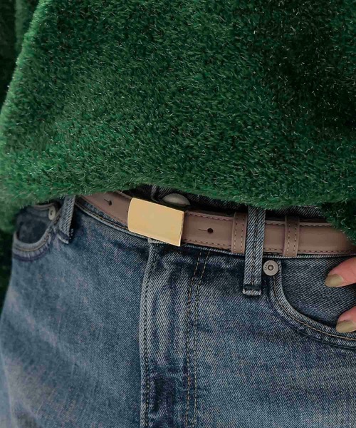 MAISON BOINET（メゾンボワネ）の「MAISON BOINET / flat plate belt(フラットプレートレザーベルト 94866G)（ベルト・レディース・ブラック/グレー・FREE）」の9枚目の写真