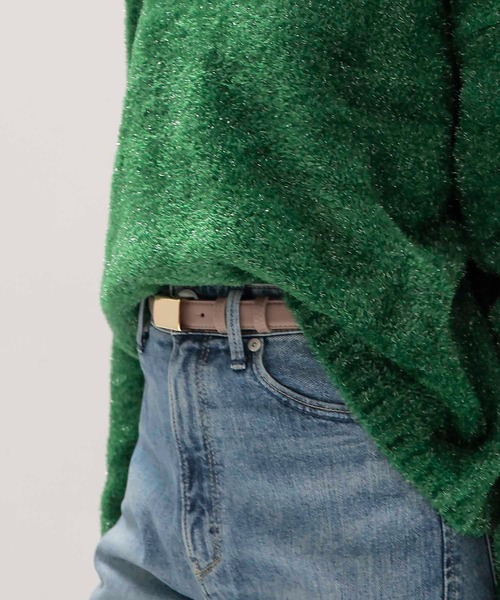 MAISON BOINET（メゾンボワネ）の「MAISON BOINET / flat plate belt(フラットプレートレザーベルト 94866G)（ベルト・レディース・ブラック/グレー・FREE）」の10枚目の写真