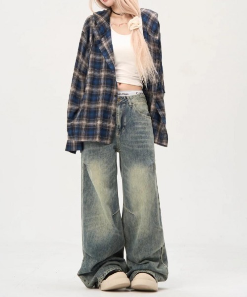 lilful(リルフル)の「フーデッドチェックビッグシルエットシャツ(シャツ/ブラウス・メンズ・ブルー・S/M)」の17枚目の写真