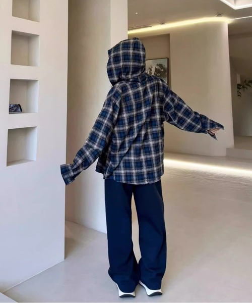 lilful(リルフル)の「フーデッドチェックビッグシルエットシャツ(シャツ/ブラウス・メンズ・ブルー・S/M)」の18枚目の写真
