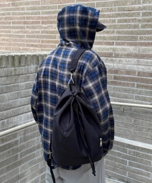 lilful(リルフル)の「フーデッドチェックビッグシルエットシャツ(シャツ/ブラウス・メンズ・ブルー・S/M)」の7枚目の写真