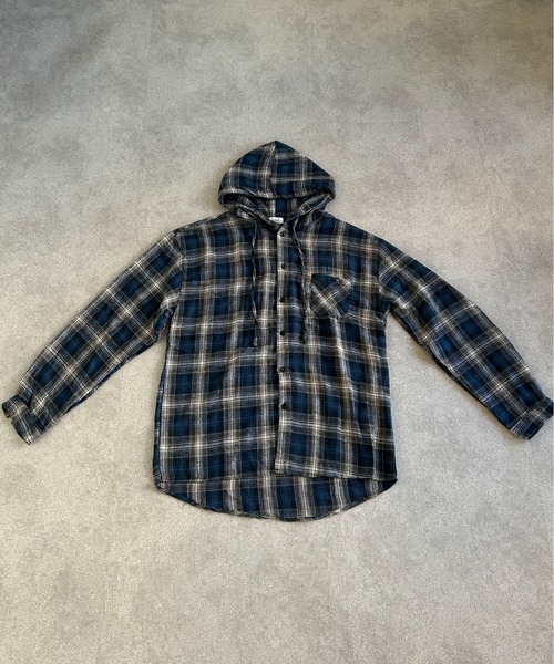 lilful(リルフル)の「フーデッドチェックビッグシルエットシャツ(シャツ/ブラウス・メンズ・ブルー・S/M)」の20枚目の写真