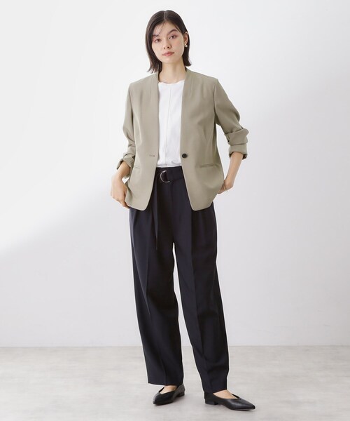 THE SHOP TK （ザ ショップ ティーケー ）の「ノーカラージャケット【セットアップ可】（ノーカラージャケット・レディース・スミクロ/ナチュラル・12/13）」の15枚目の写真
