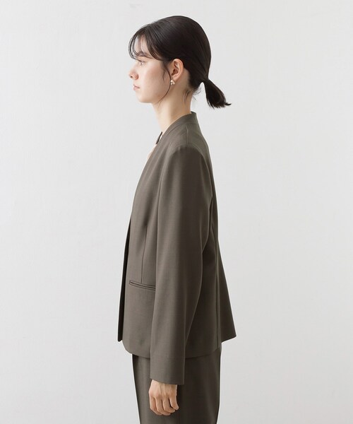 THE SHOP TK （ザ ショップ ティーケー ）の「ノーカラージャケット【セットアップ可】（ノーカラージャケット・レディース・スミクロ/ナチュラル・12/13）」の18枚目の写真