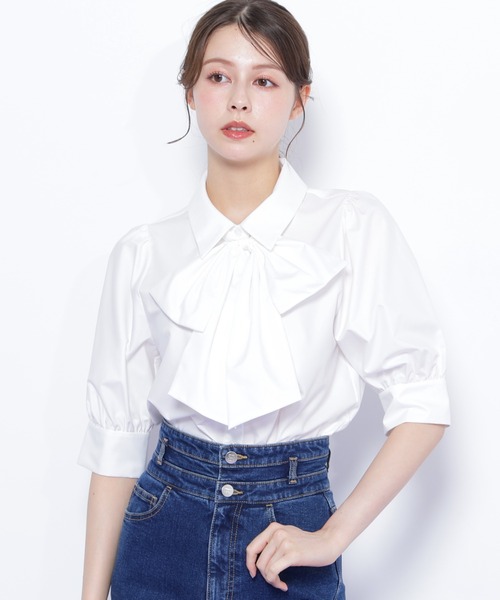 JILL STUART ジルバイジルスチュアート シアーリボンブラウス ボウタイ JILL by JILL STUART｜シャイニーシアーボウタイブラウス