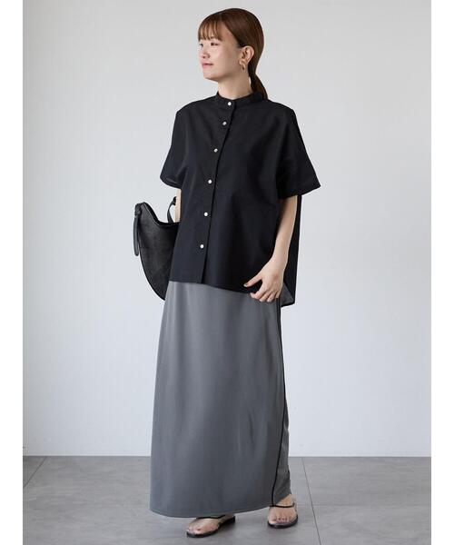 Lugnoncure(ルノンキュール)の「【イージーケア】無地/柄アソート金釦バンドカラーシャツ(シャツ/ブラウス・レディース・ブラック/ブラウン/オフホワイト/ホワイト・F)」の11枚目の写真