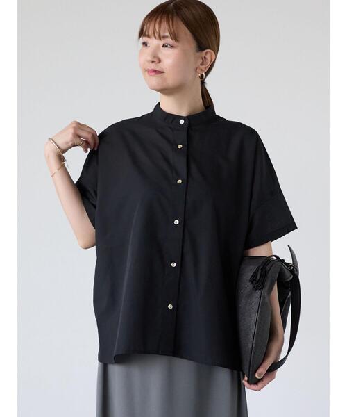 Lugnoncure(ルノンキュール)の「【イージーケア】無地/柄アソート金釦バンドカラーシャツ(シャツ/ブラウス・レディース・ブラック/ブラウン/オフホワイト/ホワイト・F)」の13枚目の写真