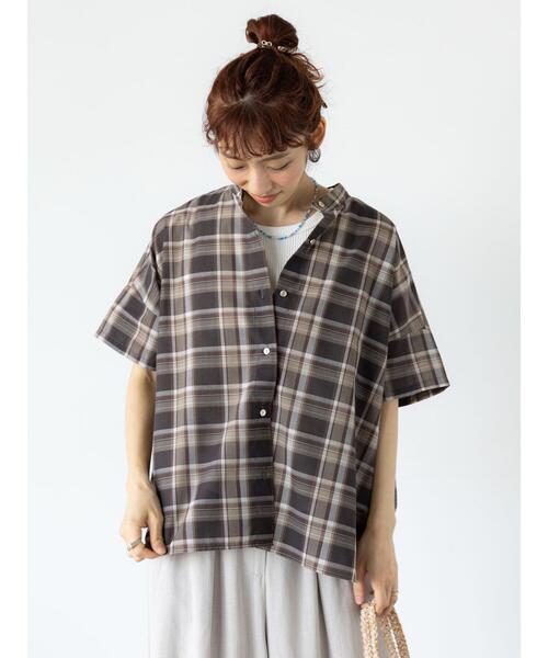 Lugnoncure(ルノンキュール)の「【イージーケア】無地/柄アソート金釦バンドカラーシャツ(シャツ/ブラウス・レディース・ブラック/ブラウン/オフホワイト/ホワイト・F)」の16枚目の写真