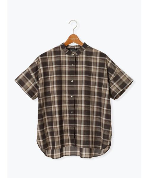 Lugnoncure(ルノンキュール)の「【イージーケア】無地/柄アソート金釦バンドカラーシャツ(シャツ/ブラウス・レディース・ブラック/ブラウン/オフホワイト/ホワイト・F)」の17枚目の写真