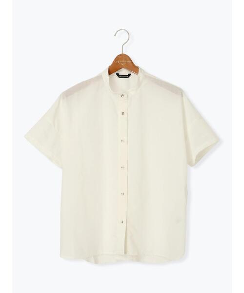 Lugnoncure(ルノンキュール)の「【イージーケア】無地/柄アソート金釦バンドカラーシャツ(シャツ/ブラウス・レディース・ブラック/ブラウン/オフホワイト/ホワイト・F)」の19枚目の写真