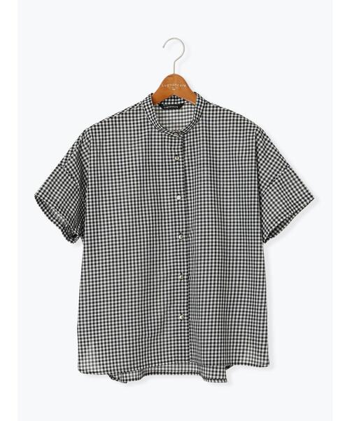 Lugnoncure(ルノンキュール)の「【イージーケア】無地/柄アソート金釦バンドカラーシャツ(シャツ/ブラウス・レディース・ブラック/ブラウン/オフホワイト/ホワイト・F)」の20枚目の写真