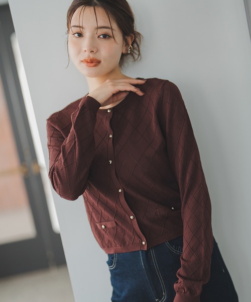 MISCH MASCH(ミッシュマッシュ)の「アーガイルカーディガン(カーディガン/ボレロ・レディース・ピンク/ブラウン/ホワイト・フリ-)」の13枚目の写真