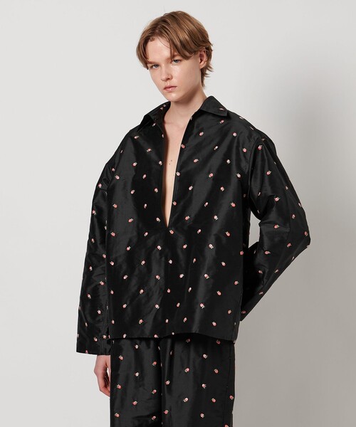 LOEFF＞ローズ タフタ スキッパー シャツ（シャツ/ブラウス）｜LOEFF