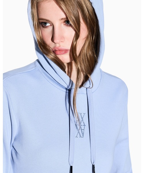 ARMANI EXCHANGE（アルマーニエクスチェンジ）の「【A|X アルマーニ エクスチェンジ】ストーンロゴ フーデッドスウェットプルオーバー（スウェット・レディース・ブラック/スカイブルー/ホワイト・MEDIUM/SMALL/X-SMALL/LARGE/X-LARGE）」の14枚目の写真
