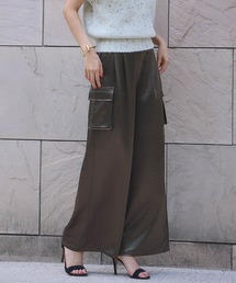 カーゴパンツ（グリーン・カーキ/緑色系・サテン）ファッション通販