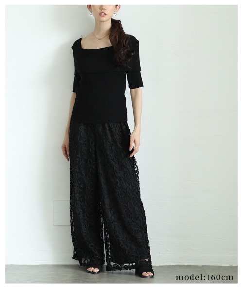 Sawa a la mode（サワアラモード）の「オフショルリブニット半袖トップス（ニット/セーター・レディース・オフホワイト/ブラック/ワインレッド・FREE）」の12枚目の写真