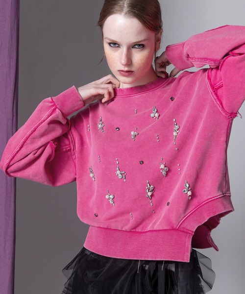 AULA AILA（アウラアイラ）の「ビジューループバックプルオーバー（Tシャツ/カットソー・レディース・ブルー/ピンク/ブラック・0）」の3枚目の写真