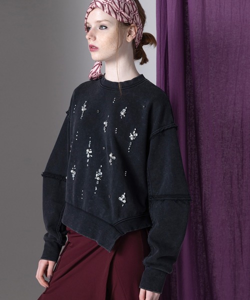 AULA AILA（アウラアイラ）の「ビジューループバックプルオーバー（Tシャツ/カットソー・レディース・ブルー/ピンク/ブラック・0）」の5枚目の写真