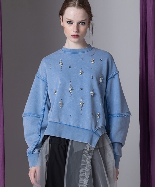 AULA AILA（アウラアイラ）の「ビジューループバックプルオーバー（Tシャツ/カットソー・レディース・ブルー/ピンク/ブラック・0）」の12枚目の写真