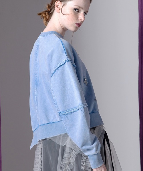 AULA AILA（アウラアイラ）の「ビジューループバックプルオーバー（Tシャツ/カットソー・レディース・ブルー/ピンク/ブラック・0）」の13枚目の写真