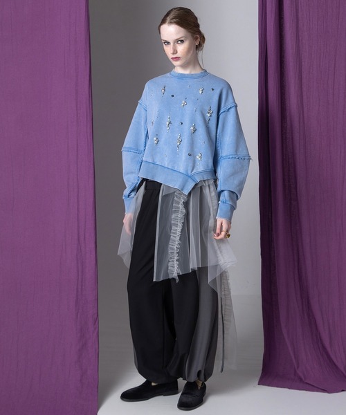 AULA AILA（アウラアイラ）の「ビジューループバックプルオーバー（Tシャツ/カットソー・レディース・ブルー/ピンク/ブラック・0）」の17枚目の写真