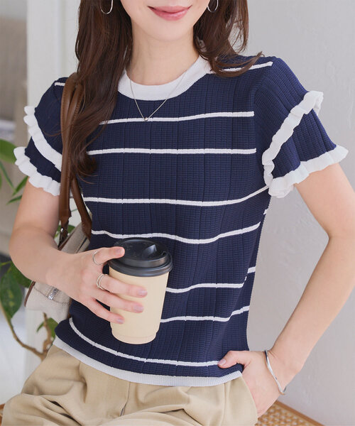 ティアードスリーブサマーニットトップス（ニット/セーター）｜KOBE