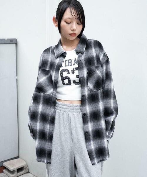 WEGO(ウィゴー)の「WEGO/チェックBIGネルシャツ(シャツ/ブラウス・レディース・ブラック/ピンク/ブラウン・FREE)」の2枚目の写真