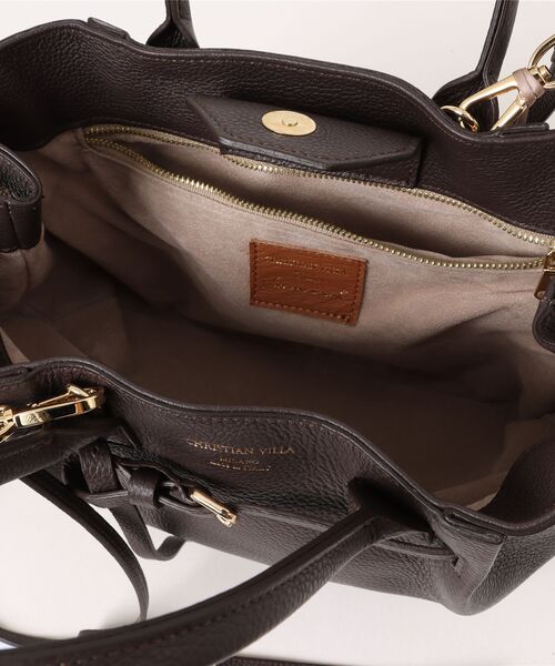 CHRISTIAN VILLA(クリスチャンヴィラ)の「【CHRISTIAN VILLA】シュリンクレザーハンドバッグ(Q56367)(ハンドバッグ・レディース・ダークブラウン/ブラック・ALL)」の5枚目の写真