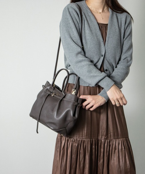 CHRISTIAN VILLA(クリスチャンヴィラ)の「【CHRISTIAN VILLA】シュリンクレザーハンドバッグ(Q56367)(ハンドバッグ・レディース・ダークブラウン/ブラック・ALL)」の8枚目の写真