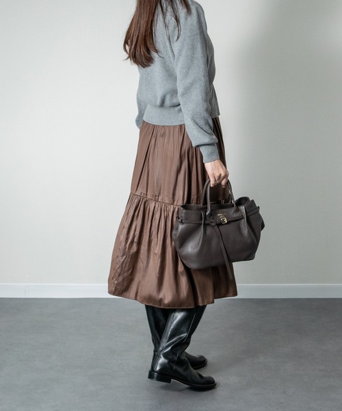 CHRISTIAN VILLA(クリスチャンヴィラ)の「【CHRISTIAN VILLA】シュリンクレザーハンドバッグ(Q56367)(ハンドバッグ・レディース・ダークブラウン/ブラック・ALL)」の9枚目の写真