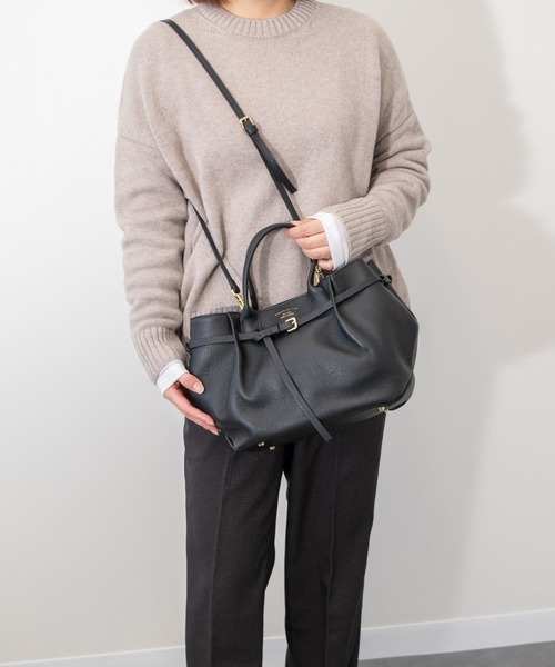 CHRISTIAN VILLA(クリスチャンヴィラ)の「【CHRISTIAN VILLA】シュリンクレザーハンドバッグ(Q56367)(ハンドバッグ・レディース・ダークブラウン/ブラック・ALL)」の11枚目の写真